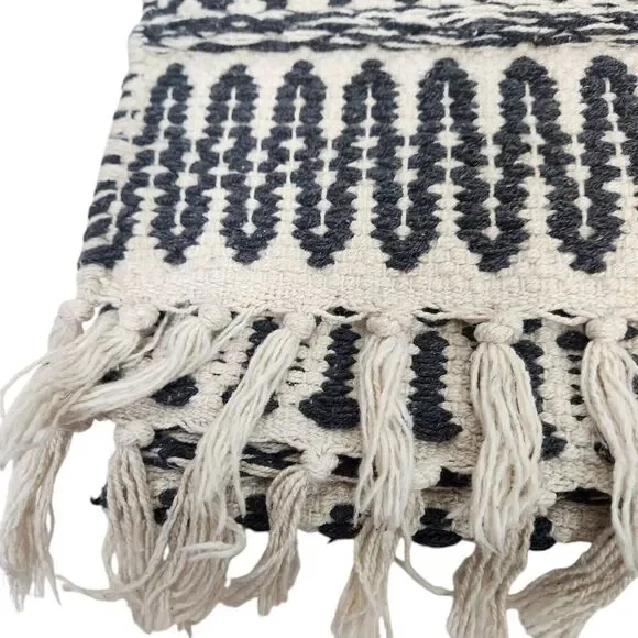 The Farmhouse by Rachel Ashwell Rug Black Cream Shabby Chic Cotton Woven Runner - Picture 6 of 15